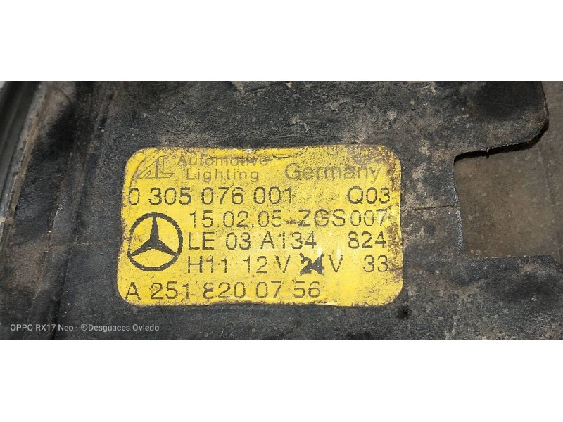 Recambio de faro antiniebla izquierdo para mercedes clase a (w169) a 180 cdi (169.307) referencia OEM IAM   