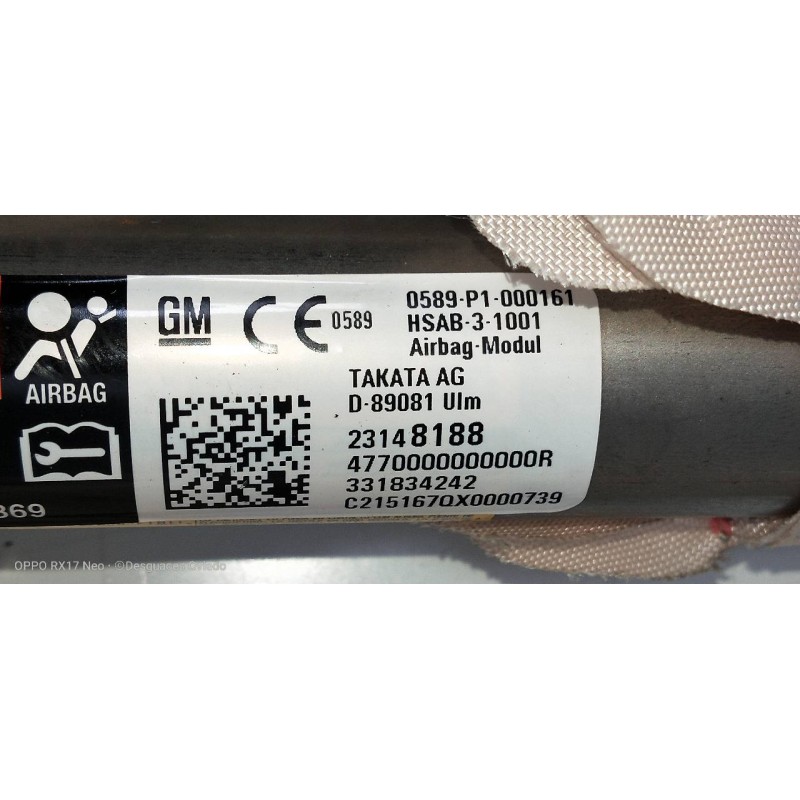 Recambio de airbag cortina delantero derecho para opel insignia berlina excellence referencia OEM IAM 23148188 331834242 
