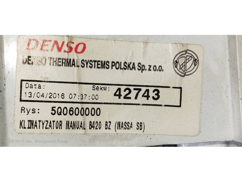 Recambio de mando calefaccion / aire acondicionado para ford ka (ccu) trend + referencia OEM IAM 5Q0600000  