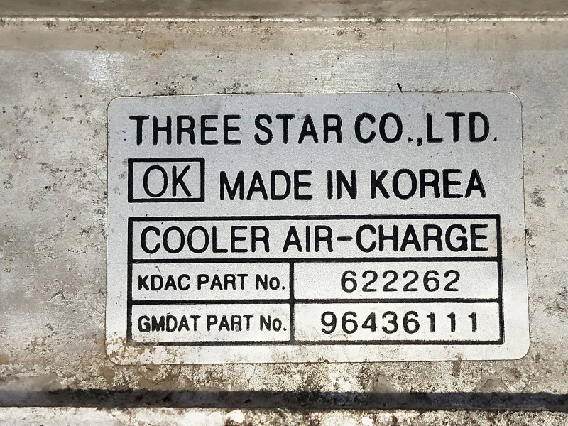 Recambio de intercooler para chevrolet nubira wagon 2.0 diesel cat referencia OEM IAM 96436138 622262 