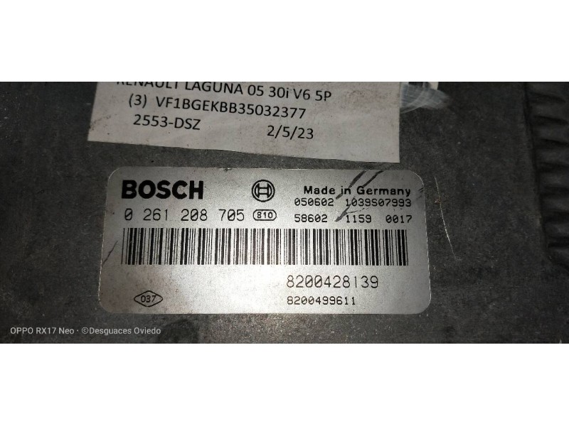 Recambio de centralita motor uce para renault laguna ii (bg0) privilege referencia OEM IAM 0261208705 8200428139 8200499611