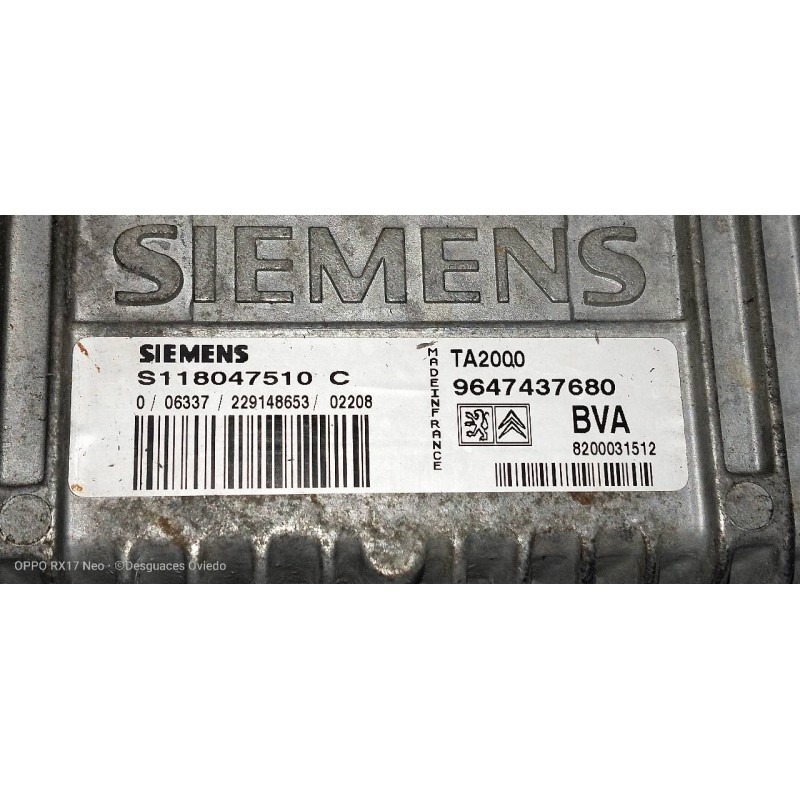 Recambio de centralita motor uce para citroen xsara berlina 1.6i 16v exclusive referencia OEM IAM S118047510C 9647437680 