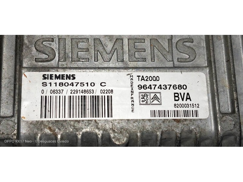 Recambio de centralita motor uce para citroen xsara berlina 1.6i 16v exclusive referencia OEM IAM S118047510C 9647437680 
