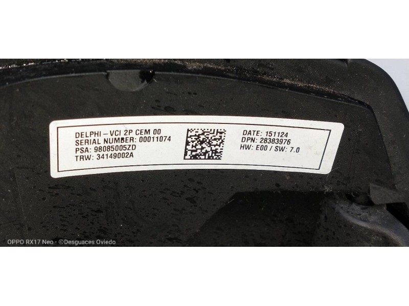 Recambio de volante para citroen c4 cactus business referencia OEM IAM 98031272YC 98085005ZD 