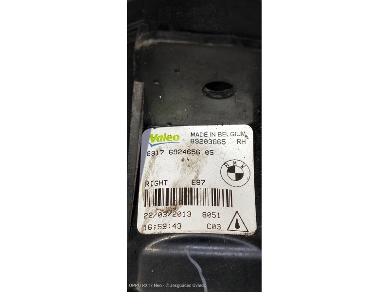 Recambio de piloto delantero derecho para bmw x3 (e83) 2.0d referencia OEM IAM 63176924656 89203665 