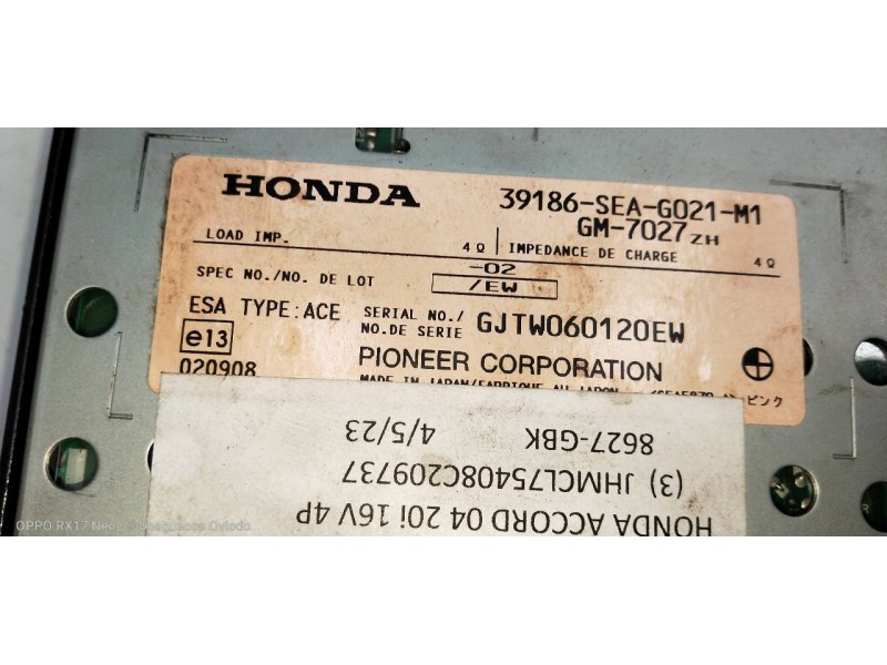 Recambio de modulo electronico para honda accord berlina (cl/cn) 2.0 vtec cat referencia OEM IAM 39186SEAG021M1  