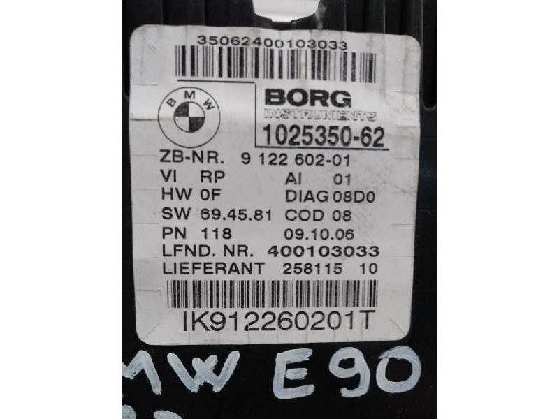 Recambio de cuadro instrumentos para bmw serie 3 berlina (e90) 2.0 16v diesel cat referencia OEM IAM 102535062 IK912260201T 4001
