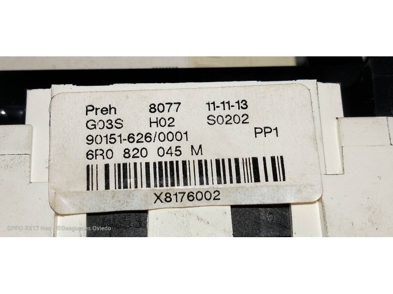 Recambio de mando calefaccion / aire acondicionado para volkswagen polo (6r1) advance referencia OEM IAM 6R0820045M 901516260001