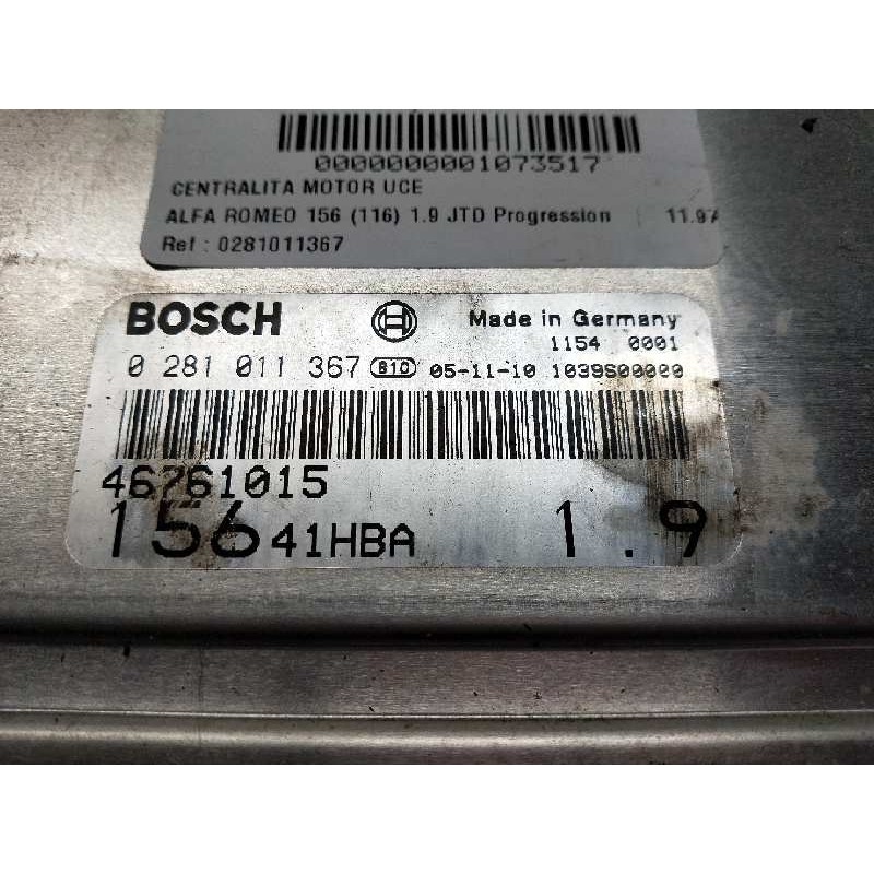 Recambio de centralita motor uce para alfa romeo 156 (116) 1.9 jtd progression referencia OEM IAM 0281011367 46761015 15641HBA