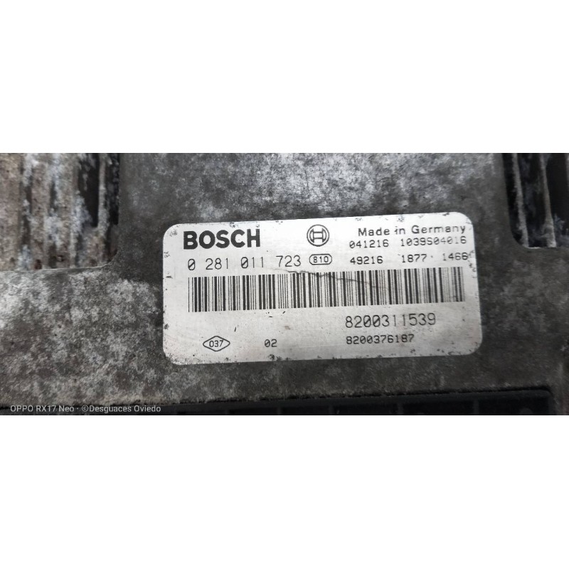 Recambio de centralita motor uce para renault espace iv (jk0) 1.9 dci diesel referencia OEM IAM 0281011723 8200311539 8200376187