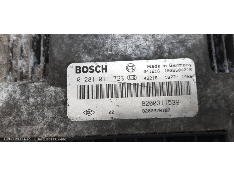 Recambio de centralita motor uce para renault espace iv (jk0) 1.9 dci diesel referencia OEM IAM 0281011723 8200311539 8200376187