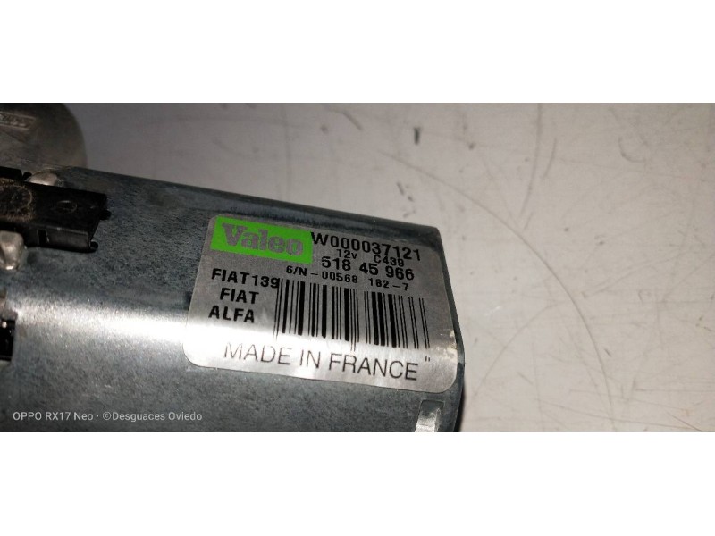 Recambio de motor limpia trasero para fiat panda (319) 1.2 cat referencia OEM IAM W000037121 51845966 