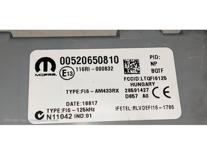 Recambio de caja reles / fusibles para fiat panda (319) 1.2 cat referencia OEM IAM 520650810 28591427 
