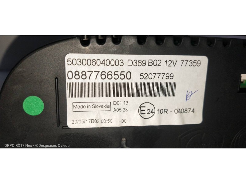 Recambio de cuadro instrumentos para fiat panda (319) 1.2 cat referencia OEM IAM 887766550 503006040003 52077799