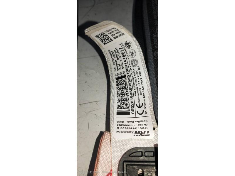 Recambio de airbag cortina delantero derecho para fiat panda (319) 1.2 cat referencia OEM IAM 520190860 0589P10051 