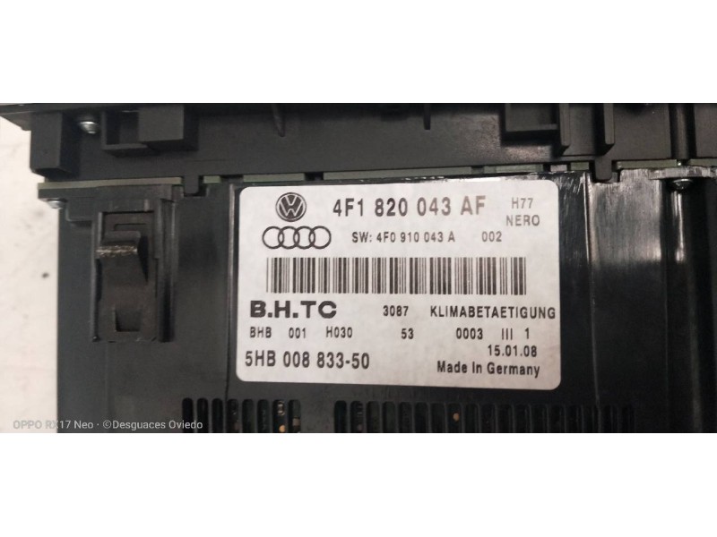 Recambio de mando calefaccion / aire acondicionado para audi a6 berlina (4f2) 2.0 tfsi referencia OEM IAM 4F1820043AF 5HB0088335
