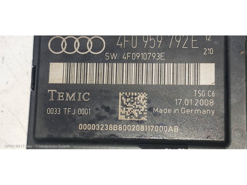 Recambio de modulo electronico para audi a6 berlina (4f2) 2.0 tfsi referencia OEM IAM 4F0959792E 4F0910793E 