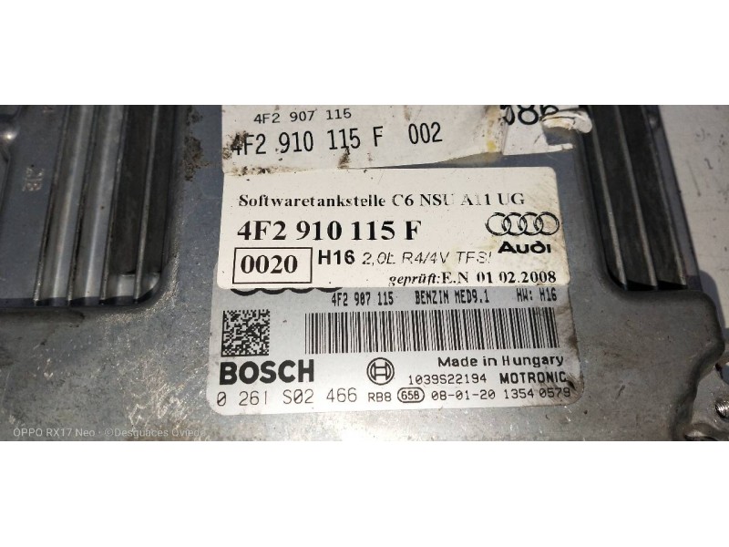 Recambio de centralita motor uce para audi a6 berlina (4f2) 2.0 tfsi referencia OEM IAM 0261S02466 4F2907115 4F2910115F 
