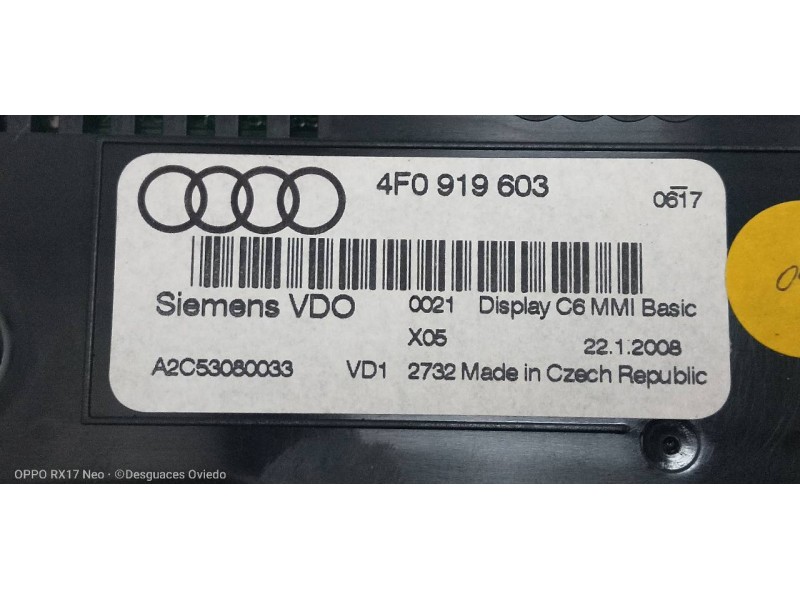 Recambio de pantalla multifuncion para audi a6 berlina (4f2) 2.0 tfsi referencia OEM IAM 4F0919603 A2C53080033 