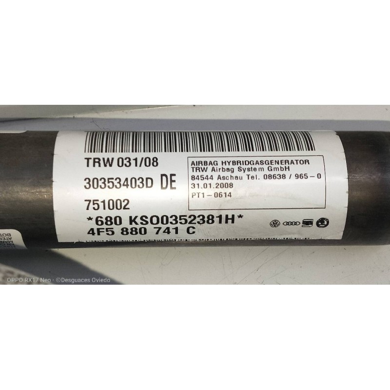 Recambio de airbag cortina delantero izquierdo para audi a6 berlina (4f2) 2.0 tfsi referencia OEM IAM 4F5880741C  