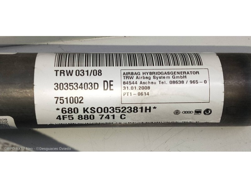 Recambio de airbag cortina delantero izquierdo para audi a6 berlina (4f2) 2.0 tfsi referencia OEM IAM 4F5880741C  