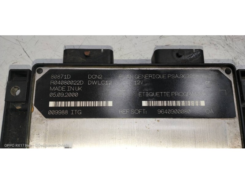 Recambio de centralita motor uce para peugeot 306 berlina 3/4/5 puertas (s2) boulebard referencia OEM IAM R04080022D 9639587680 