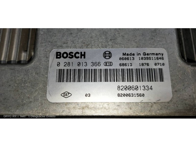 Recambio de centralita motor uce para renault megane ii berlina 5p dynamique referencia OEM IAM 0281013366 8200601334 8200631560