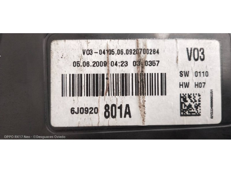 Recambio de cuadro instrumentos para seat ibiza sc (6j1) 1.9 tdi referencia OEM IAM 6J0920801A A2C53349080 