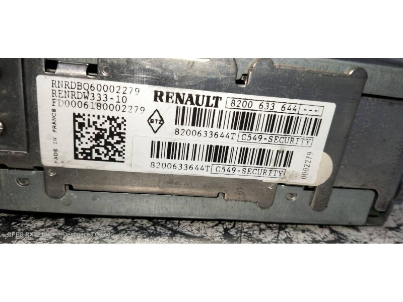 Recambio de sistema audio / radio cd para renault scenic ii authentique referencia OEM IAM 8200633644  