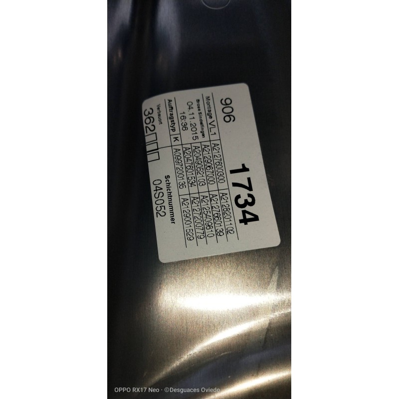 Recambio de elevalunas delantero izquierdo para mercedes clase e (w212) lim. e 220 bluetec 4matic (212.011) referencia OEM IAM A