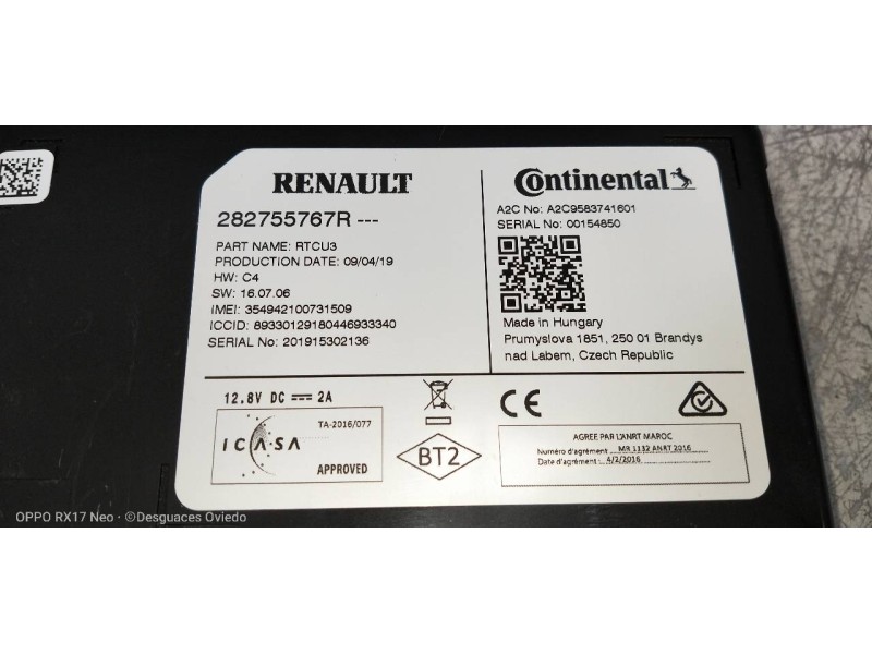Recambio de modulo electronico para renault zoe bose referencia OEM IAM 282755767R A2C9583741601 