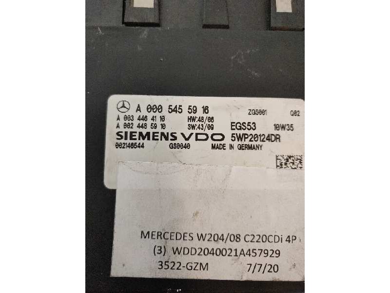 Recambio de centralita cambio automatico para mercedes clase c (w204) berlina c 220 cdi blueefficiency (204.002) referencia OEM 