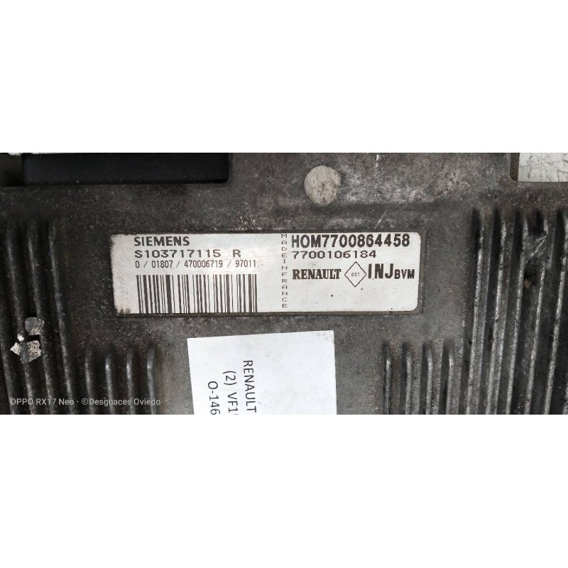Recambio de centralita motor uce para renault laguna (b56) 1.8 anade referencia OEM IAM HOM7700864458 S103717115R 7700106184