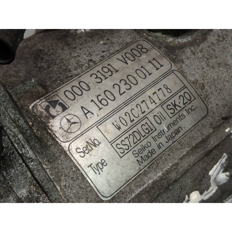 Recambio de compresor aire acondicionado para smart coupe 0.6 turbo cat referencia OEM IAM 0003191V008 A1602300111 SS72DLG1