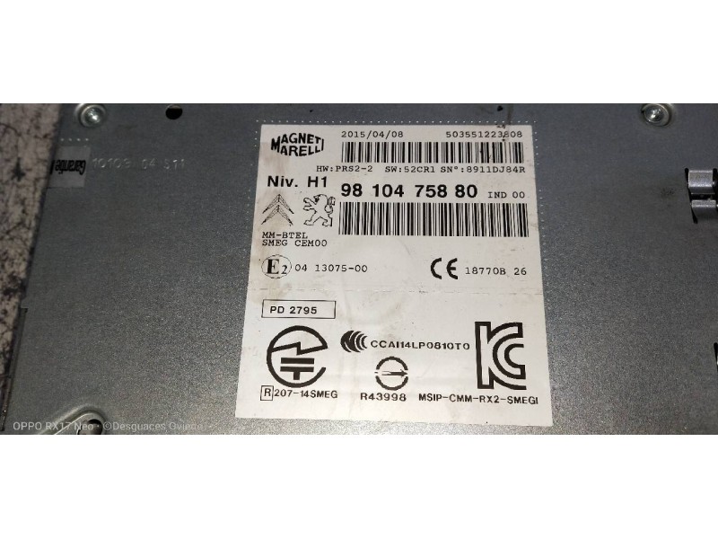 Recambio de sistema audio / radio cd para peugeot 308 allure referencia OEM IAM 9810475880  