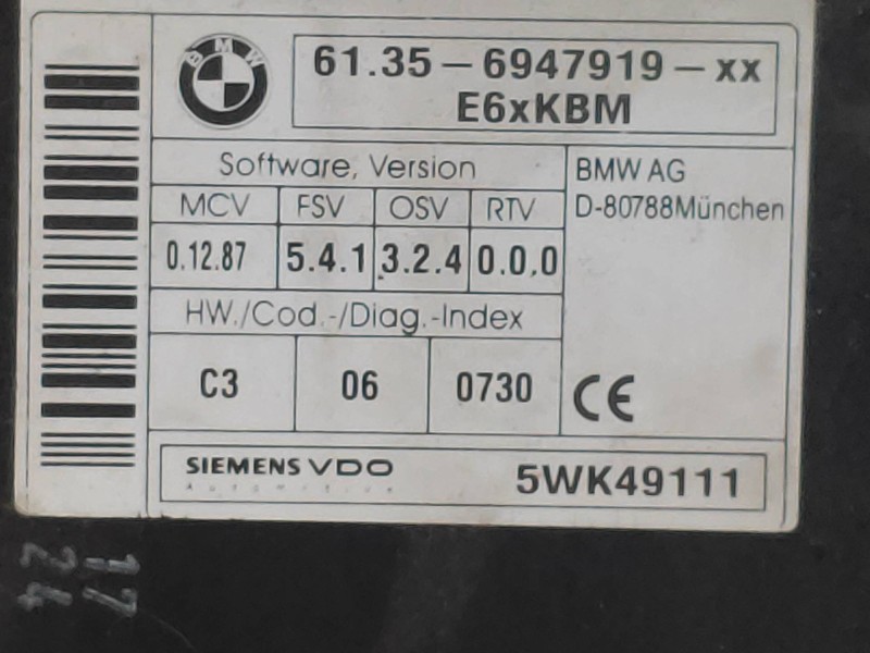 Recambio de modulo electronico para bmw serie 5 berlina (e60) 530d referencia OEM IAM 5WK49111 61356947919 
