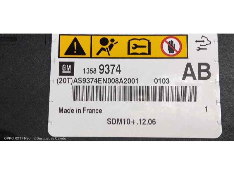 Recambio de centralita airbag para opel astra j lim. sportive referencia OEM IAM 13589374  