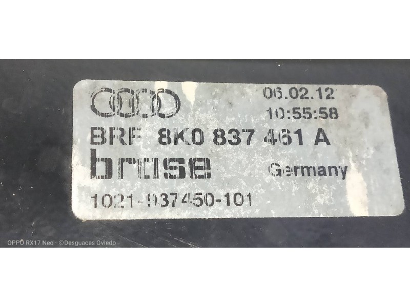 Recambio de elevalunas delantero izquierdo para audi a4 ber. (b8) s line sportpaket / plus referencia OEM IAM 8K0837461A  