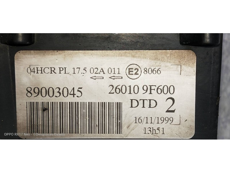 Recambio de faro derecho para nissan primera berlina (p11) comfort referencia OEM IAM 260109F600 89003045 