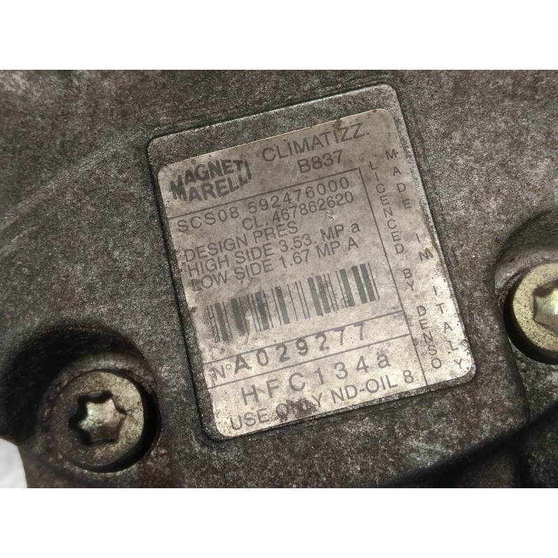 Recambio de compresor aire acondicionado para fiat punto berlina (188) 1.9 d (i) referencia OEM IAM 592476000 467862620 B837 SCS