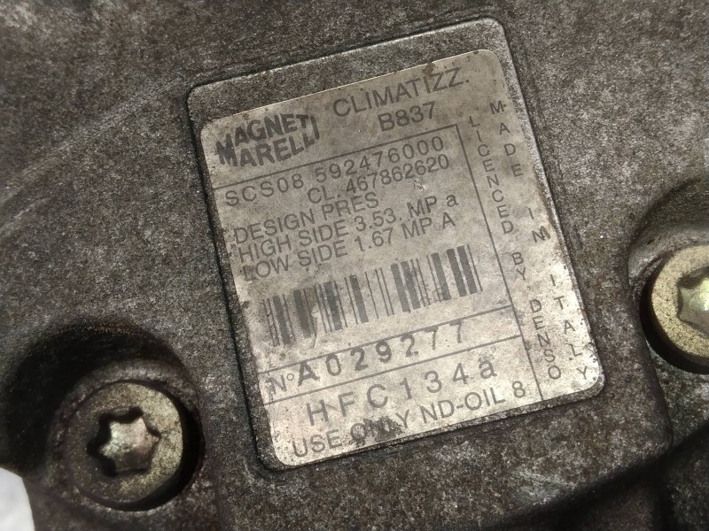 Recambio de compresor aire acondicionado para fiat punto berlina (188) 1.9 d (i) referencia OEM IAM 592476000 467862620 B837 SCS