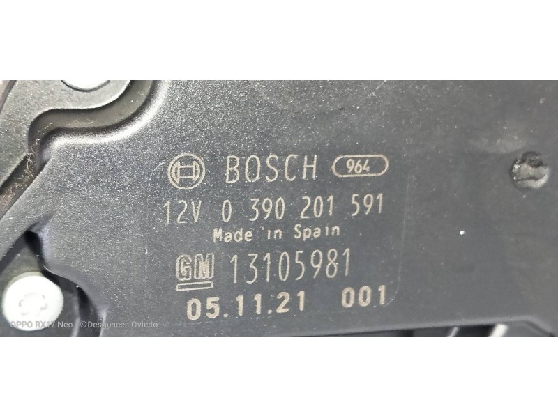 Recambio de motor limpia trasero para opel astra gtc 1.9 cdti referencia OEM IAM 13105981 0390201591 