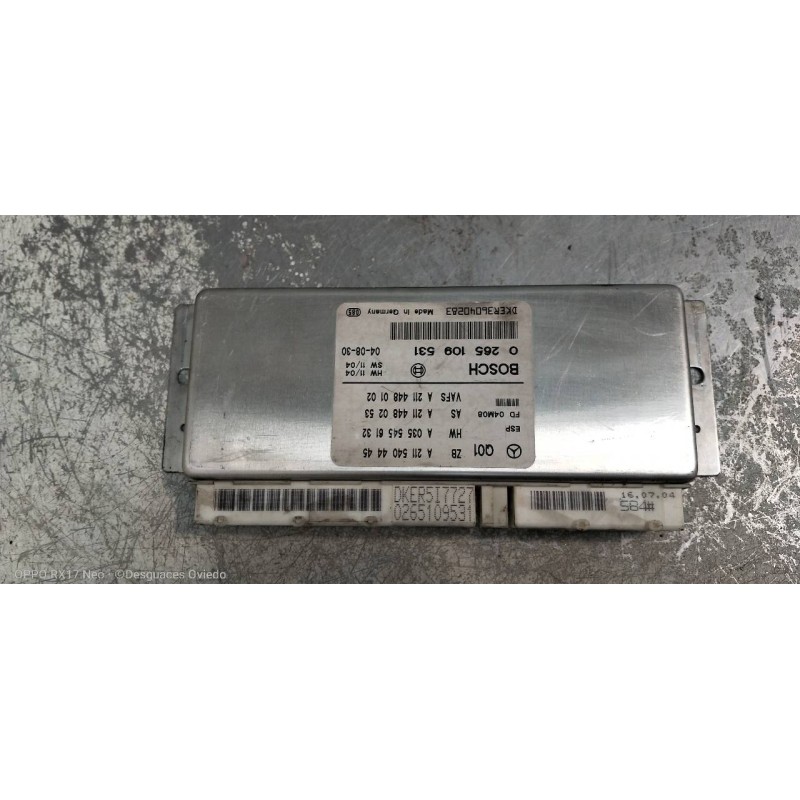 Recambio de centralita abs para mercedes clase e (w211) berlina e 220 cdi (211.006) referencia OEM IAM 0265109531 A2115404445 A2