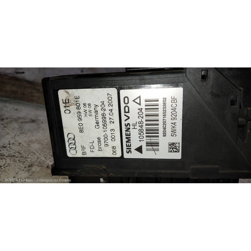 Recambio de elevalunas trasero izquierdo para audi a4 berlina (8e) 2.0 tdi (dpf) (125kw) referencia OEM IAM 8E0839461C  