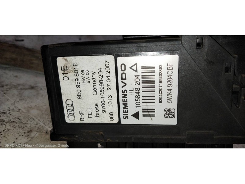 Recambio de elevalunas trasero izquierdo para audi a4 berlina (8e) 2.0 tdi (dpf) (125kw) referencia OEM IAM 8E0839461C  