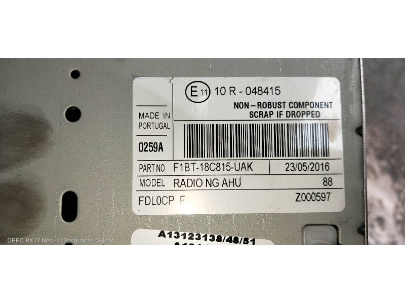 Recambio de sistema audio / radio cd para ford focus lim. business referencia OEM IAM F1BT18C815UAK  