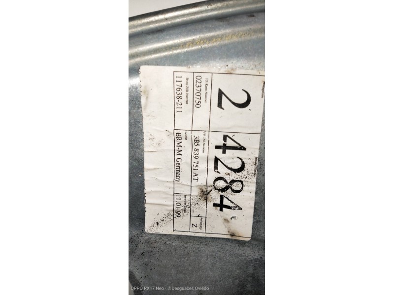 Recambio de elevalunas trasero izquierdo para volkswagen passat berlina (3b2) highline referencia OEM IAM 3B5839751AT  