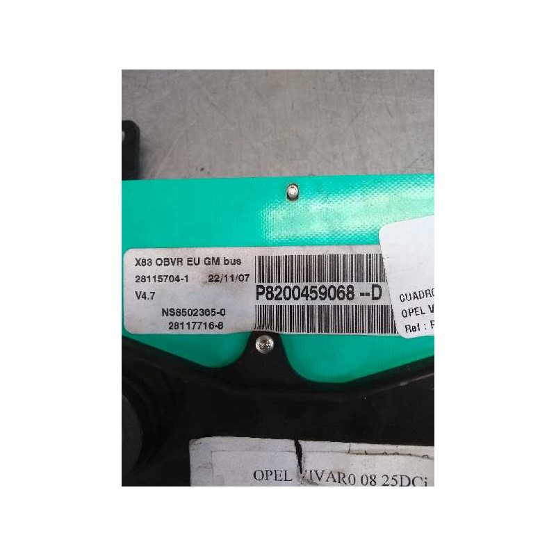 Recambio de cuadro instrumentos para opel vivaro caja abierta (07.2006 =>) plataforma alta referencia OEM IAM P8200459068D 28115