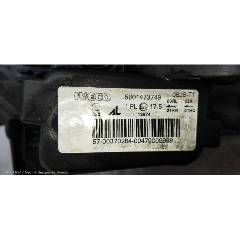 Recambio de faro derecho para iveco daily furgón fg h2 33 s ... v batalla 3520 referencia OEM IAM 5801473749  