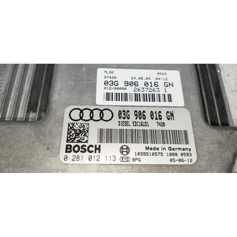 Recambio de centralita motor uce para audi a4 avant (8e) 2.0 tdi referencia OEM IAM 0281012113 03G906016GN 